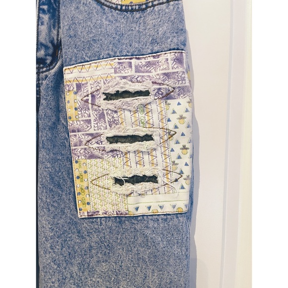 RARE Vintage Get Used! by Ellie Patchwork High-Waist 90’s Denim Jeans size 28 - Picture 3 of 8